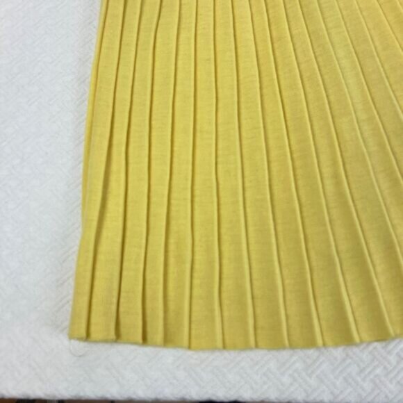 Vintage Women's XS Small High Waisted butter Yellow Accordion Pleated Midi Skirt - Picture 15 of 16